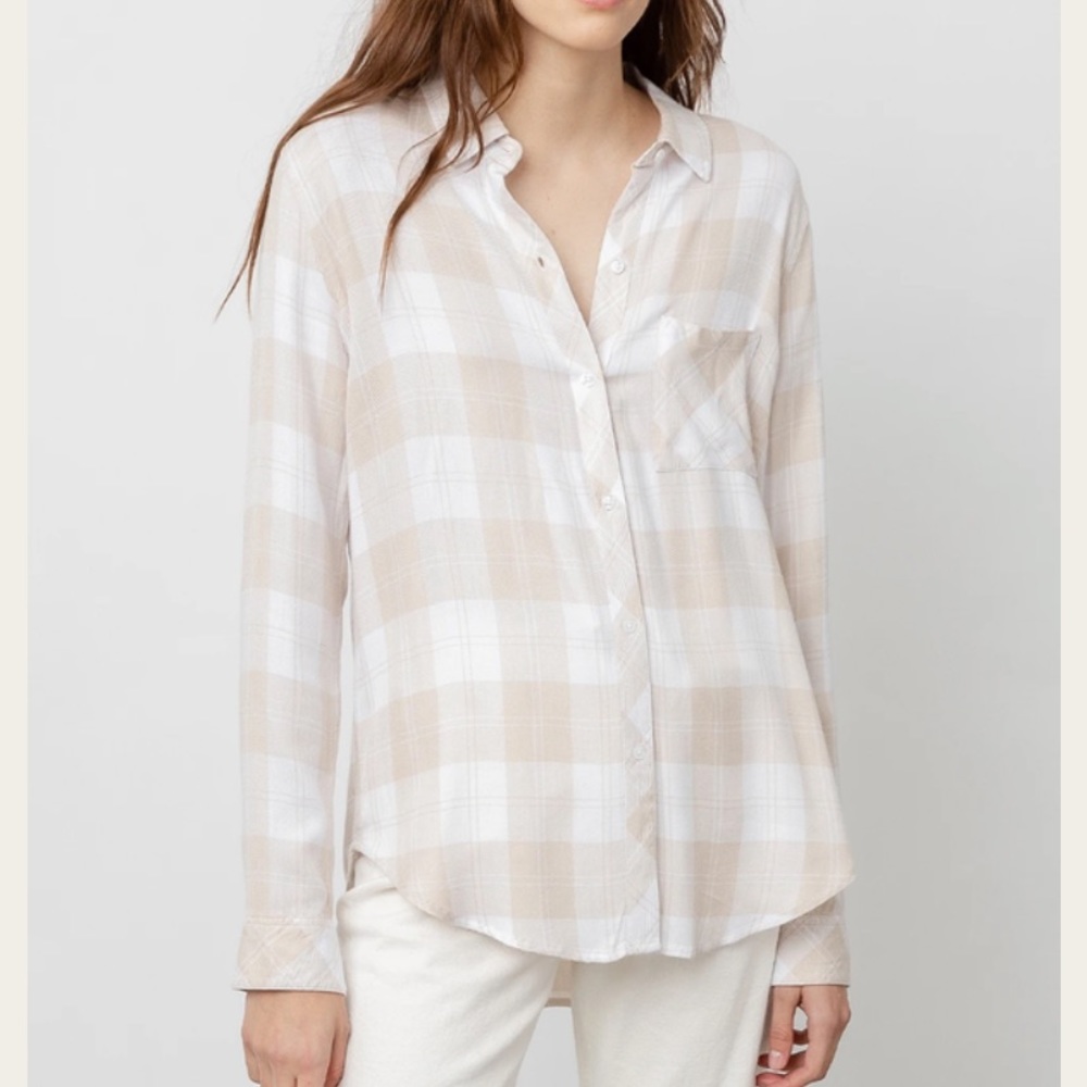 Rails Hunter Plaid Shirt in Almond and White